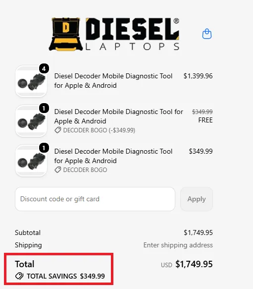 Diesellaptops bogo offer